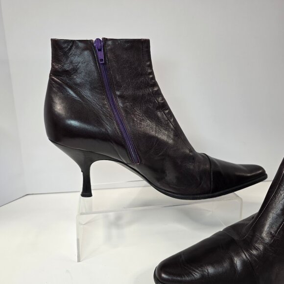 Jil Sander Burgundy Leather Ankle Boots size 41 US-9.5 - Picture 4 of 12